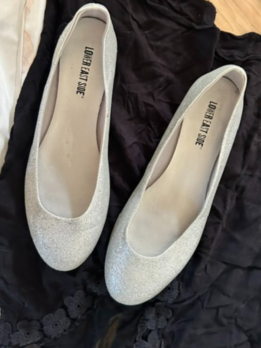 size 10 womens slide on flats shoes ten bling silver